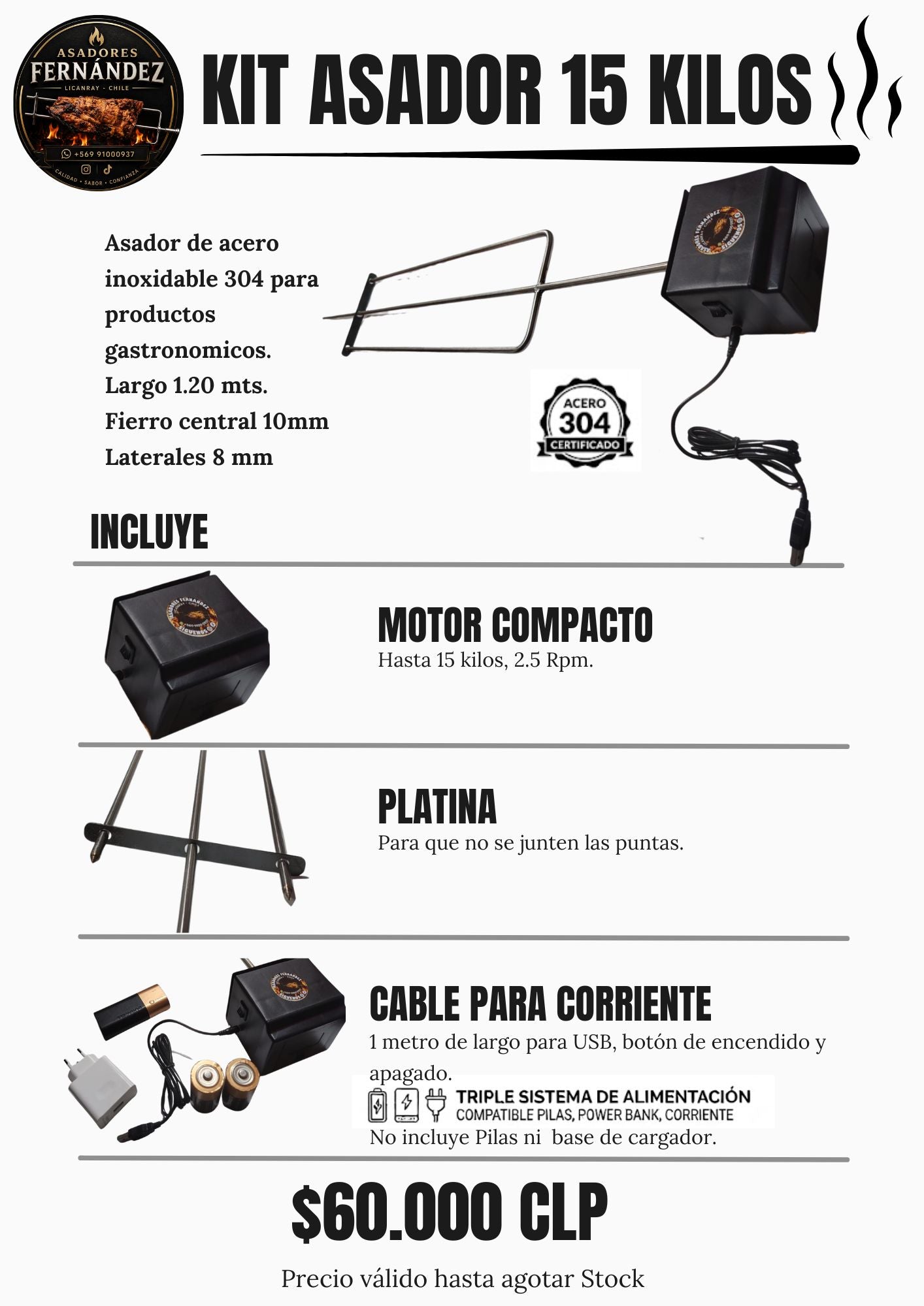 Kit asador 15 Kilos