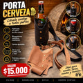 Porta cerveza cuero nacional