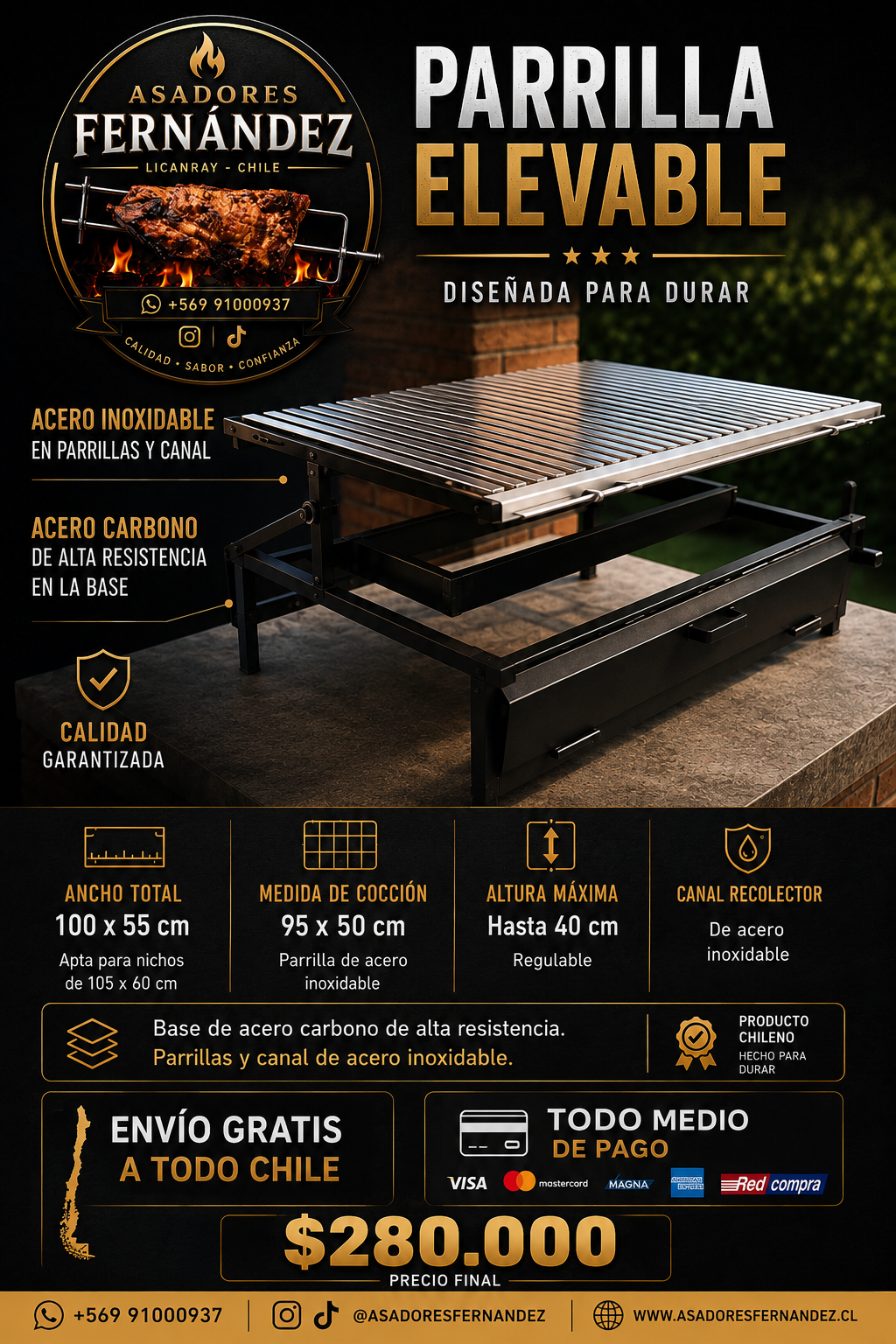 Parrilla Elevable
